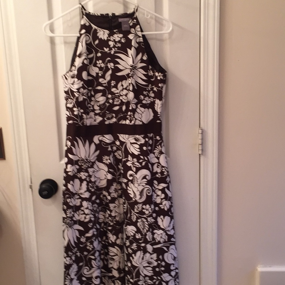 Brown and white flower dress